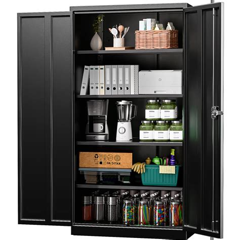 black metal storage cabinet with lock